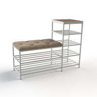 Банкетка для обуви Барселона-1 100см велюр бежевый/калифорнийский орех 3-4-9003