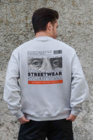 Утеплений оверсайз світшот на флісі з принтом Without Streetwear Gray