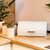 Набір для зберігання продуктів Haus Roland 4 штуки з нержавіючої сталі, білий із золотом