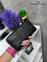 АКЦІЯ! Натуральна шкіра. На блискавці - стильний, великий гаманець з аплікацією - 20х10 см (1405)