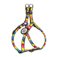 Шлея для котів та дрібних порід собак WAUDOG Nylon з QR паспортом, малюнок «Мохнаті монстри», пластиковий фастекс, XS, Ш 10 мм, A=B 30-40 см