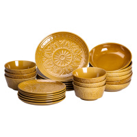 Столовый сервиз 24 предмета набор столовой посуды из фарфора на 6 персон Горчичный HP-31-2