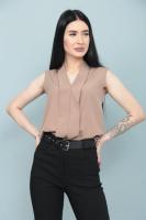 Літня блузка без рукавів «Valerie» оптом | Норма і батал | Розпродаж моделі Капучіно, 46-48