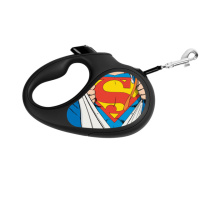 Повідець-рулетка для собак WAUDOG R-leash, малюнок «Супермен Герой», L, до 50 кг, 5 м, світловідбиваюча стрічка чорний