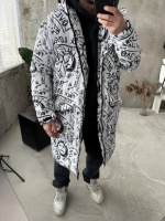 Куртка зимова з капюшоном принт чоловіча жіноча унісекс