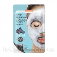 Киснева очисна тканинна маска для обличчя Purederm Deep Purifying Black O2 Bubble Mask Вугілля
