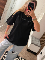 Футболка женская с камнями рубчик 20785 S-XL черная