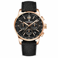 Чоловічий годинник Pagani Design YS008 Rose Gold-Black з сапфіровим склом та хронографом