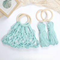 Набор макраме для ручного вязания ажурной плетёной сумки 29х26 см для рукоделия и творчества цвет мятный