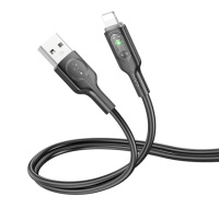 Кабель Hoco U120 с индикатором USB to Lightning 1.2m black