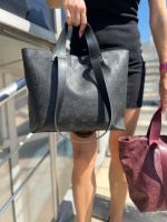 Чорна - вдавка — вмістка велика та практична жіноча сумка-трансформер (0232-9)