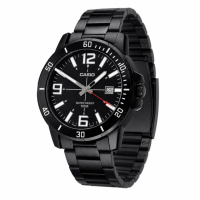 Чоловічий годинник Casio MTP-VD01B-1B з мінеральним склом та чорним металевим браслетом