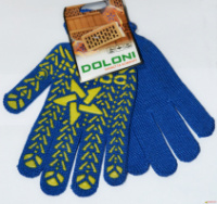 Рукавички «Зірка» трикотажні робочі сині із ПВХ 7 клас 10 розмір (587) DOLONI