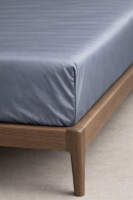 Простирадло на резинці Ecotton 120х200 см із сатину сірого кольору 17-4402 Natural Grey
