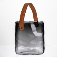 Стеклянная ваза сумочка с ручкой 16×8×18.5 (см) декоративная Серый HP-19-156-2