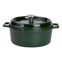 Кастрюля чугунная эмалированная 3.5 л с крышкой Ø24 см Зеленая HP-1-1
