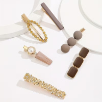 Набор заколок для волос 6 шт для женщин,бижутерия золотистые зажим заколки для причесок с стразами и жемчугом женские