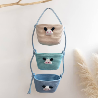 Навесной органайзер для детей | Плетеная корзина для хранения игрушек, аксессуаров в детскую комнату Почакко