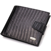 Цікавий чоловічий гаманець із натуральної фактурної шкіри 721789 Чорний