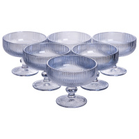Набір креманок на ніжці 6 шт 400 (мл) скляні креманки для морозива, фруктів, десертів Сірий HP7117BL