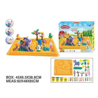 Тісто для ліплення F 018-205 (24/2) «Ферма», 4 кольори тіста, форми, молди, кінь з екструдером, інструменти, в коробці