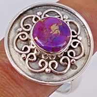 -30% Серебряное кольцо с фиолетовой бирюзой в меди
