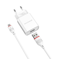 Сетевое зарядное устройство Borofone BA20A USB белое + кабель USB to MicroUSB