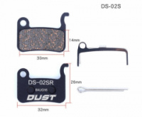 Колодки гальмiвнi полуметал disc DUST DS-02S 
Пiдходе пiд дисковi гальма Shimano M975/966/596/800/765/775/601/665/585/545/535, R-505, S-500