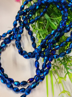 Хрусталь/ Овал/ 4×6мм/ 20 шт / синий металлик