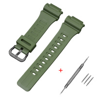Ремінець для Casio AE-1000W Army Green BK (1051-1031) зелений поліуретановий 21.5 см