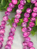 Бусины керамика/ 8 мм/ цена за 1 шт/ малиновый мраморный