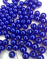 Жемчужные бусины - 6 мм. Цвет - синий. Упаковка - 10 грамм (прим 100 шт).
