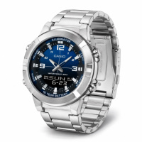 Чоловічий годинник Casio AMW-870DA-2A1 — сталевий браслет, синій циферблат, 5 ATM