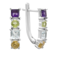 Серебряные серьги CatalogSilver с натуральным аметистом, топазом, цитрином, хризолітом (2183471)