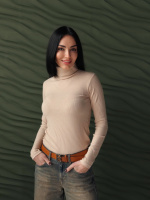 Жіночий гольф в рубчик «Made» оптом | Батал 54-56, Бежевий