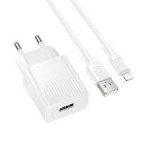Мережевий зарядний пристрій з кабелем BOROFONE BAS71A Source single-port charger set(iP) White (6941991122583)