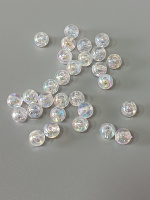 Пластиковые бусины 6 мм / прозрачный хамелеон/ 10 грам (прим.100 шт)