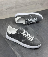 Демісезонні кеди з натуральної замші колір сірий/білий