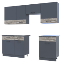 Кухня модульная Doros Лея 220х60х250 см Графит/Дуб клондайк (DRS-011357)