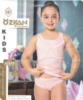 Комплект для дівчинки майка + трусики — картатий.  5-6, 7-8, 9-10 років