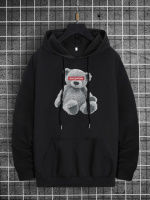 Чоловіче чорне стильне оверсайз худі з трендовим принтом