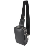 ЧОРНА - гладка екошкіра - чоловіча сумка-органайзер на 2 окремі відділення на блискавці (Луцьк, 727)