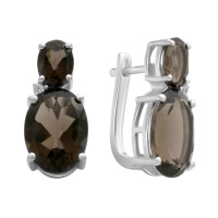 Серебряные серьги CatalogSilver с натуральным раухтопазом (дымчатым кварцем) 12.581ct, фианитами (2180555)