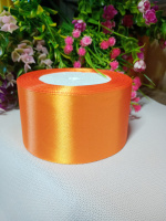Атласная лента/ 5 см/ 23 метра/ оранжевый 1