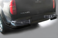Задняя защита AK003-Двойная Черная (Нержавейка) для Nissan Navara 2006-2015 гг