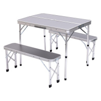 Комплект туристической стол + 2 лавочки складная мебель Серый Lugi JY-9060G