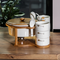 Суповий сервіз Classic на 6 персон 14 предметів на бамбуковій підставці