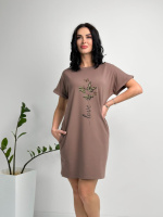 Літня сукня міні з принтом «Glide» оптом | Батал Мокко, 50-52