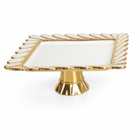 Тортівниця порцелянова на ніжці 30х30х12 см квадратна ML2045