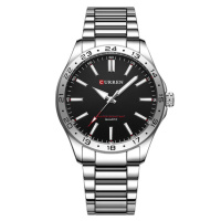 Чоловічий наручний годинник Curren 8452 Silver-Black зі сталевим браслетом та мінеральним склом